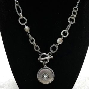 Silver Tone Front Toggle Necklace